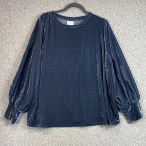 Ava & Viv velvet stretchy balloon sleeve blouse gray 2X elegant evening